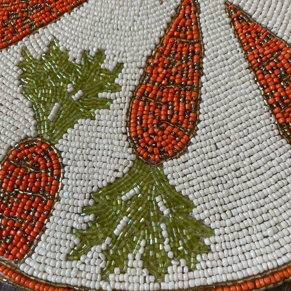 RACHEL ZOE Easter Carrot Rachel Zoe Beaded Placemat Charger 15" NEW - Picture 2 of 4